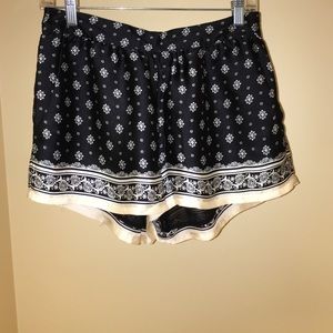 printed black and cream shorts