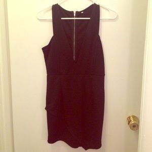 Black Deep V Neck Dress
