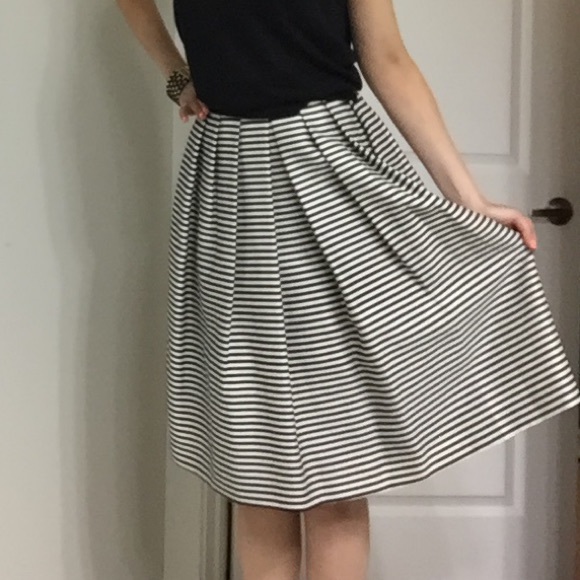 Black and white stripe midi skirt