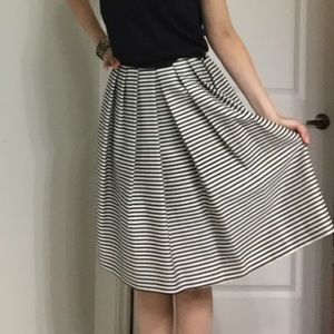 Black and white stripe midi skirt