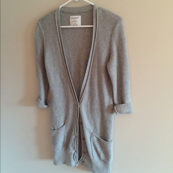 Gray knit button down cardigan - Picture 1 of 2