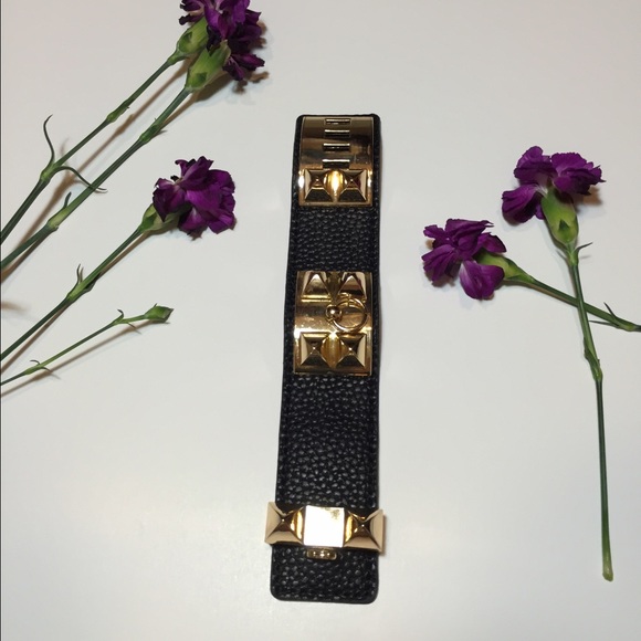 Preowned, faux leather black bracelet