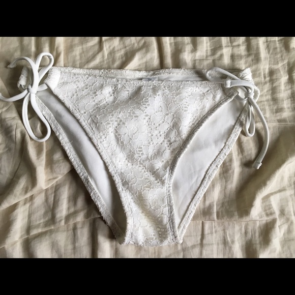 White Lace Tie Side Bikini Bottoms