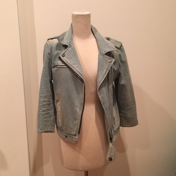 Jean jacket moto style size small