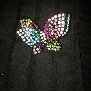 Multicolored oversized butterfly stretch ring