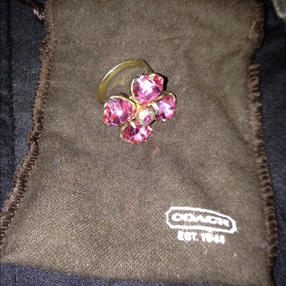 Coach pink flower ring