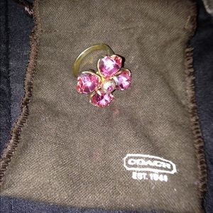 Coach pink flower ring