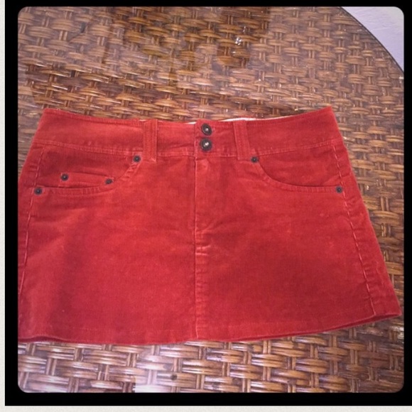 Burnt Orange Corduroy Mini Skirt - Picture 3 of 4
