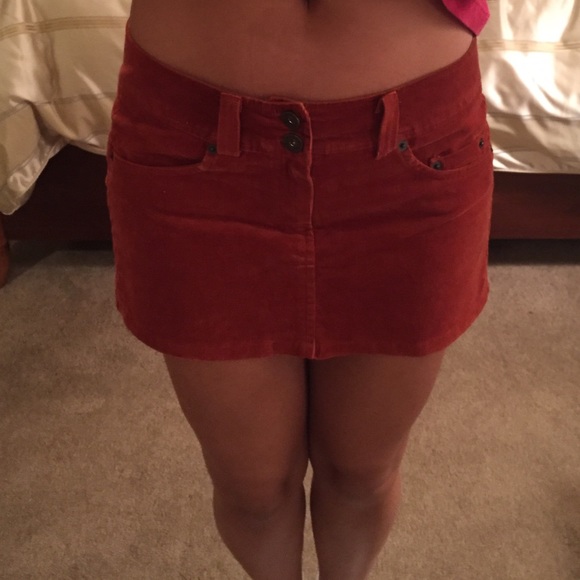 Burnt Orange Corduroy Mini Skirt - Picture 4 of 4