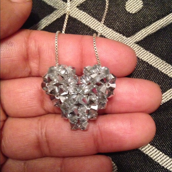 Silver beaded heart necklace