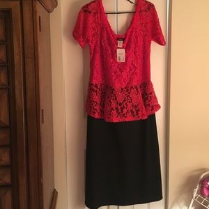 Black Red Peplum Dress