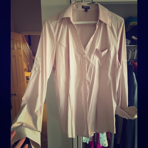Blush Pink Stretch Button Down