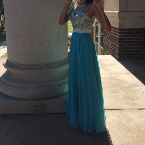 Sherri Hill Turquoise Prom Dress