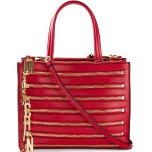 Moschino Zip Detailed Tote, Red Leather