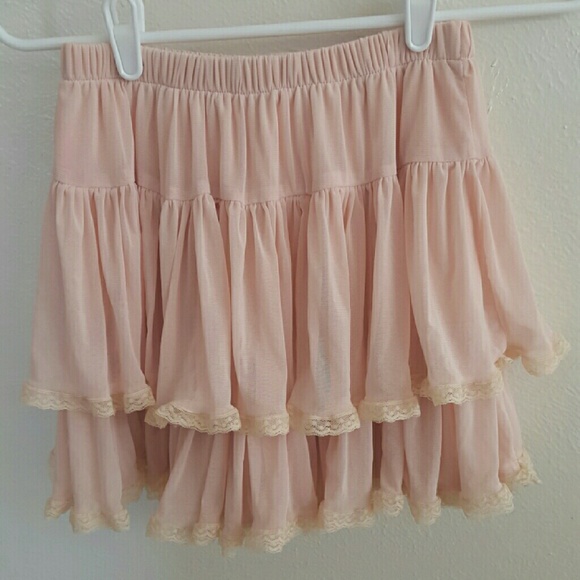 Peach pink frilled skirt Korean brand yoco