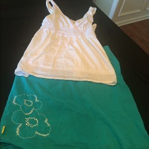 Lole outfit Aqua skirt matching white tank