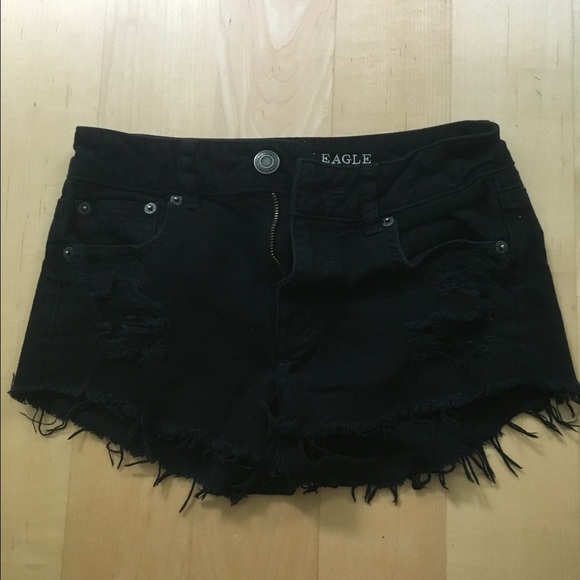 American Eagle Black Cutoff Jean Shorts