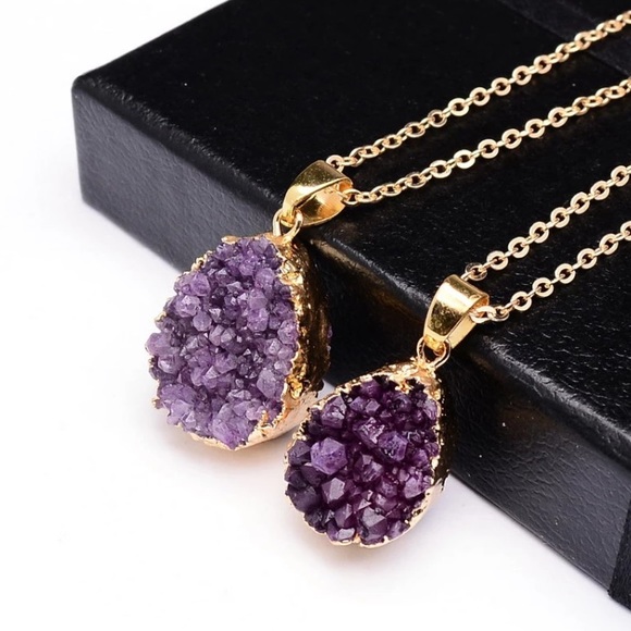 Jewelry - Amethyst Druzy Purple Necklace