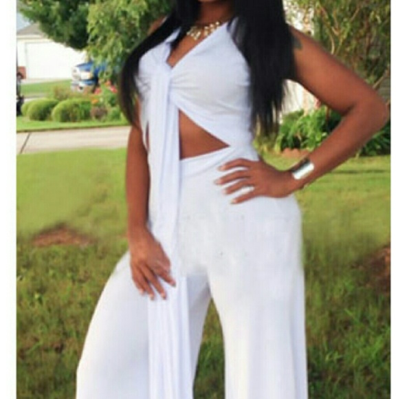 White wide leg jumpsuit