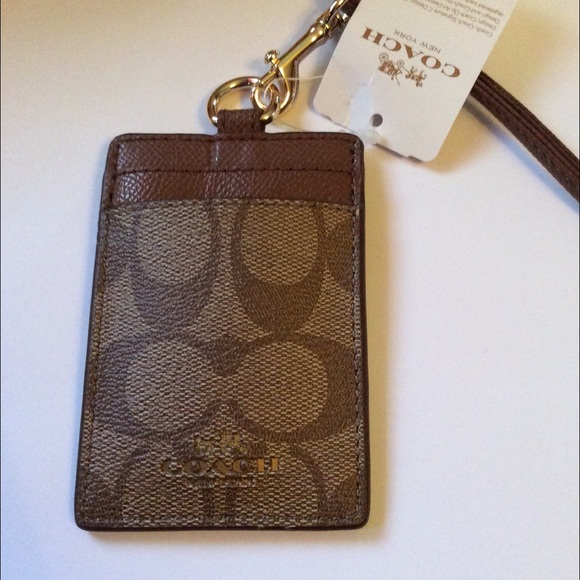 Coach Accessories - Coach Signature PVC Lanyard IM/Khaki/Saddle NWT