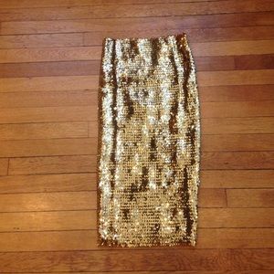 Asos Gold Sequin Midi Skirt