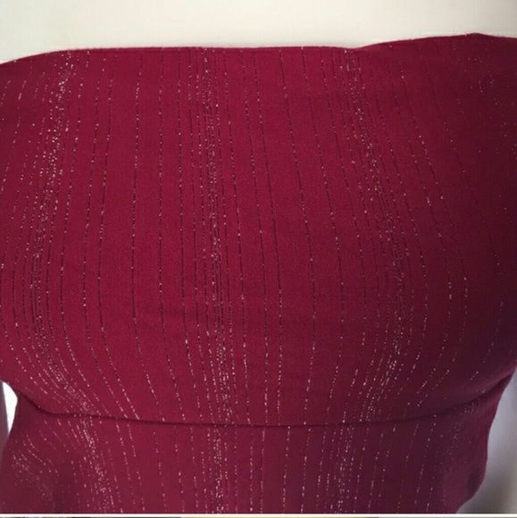 Deep red strapless top