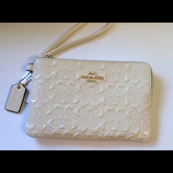 Coach Signature PT Leather Corner Zip Wristlet - Picture 2 of 4