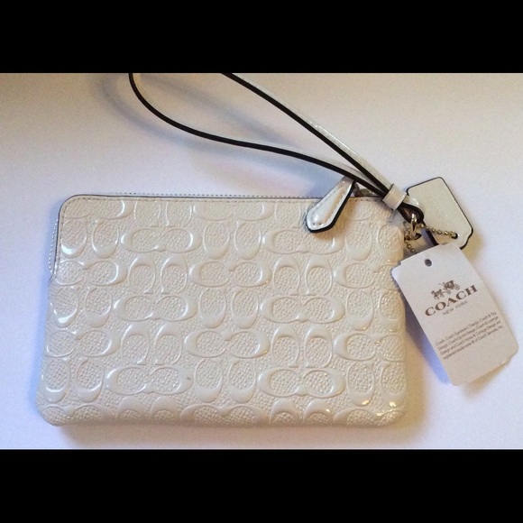 Coach Signature PT Leather Corner Zip Wristlet - Picture 3 of 4