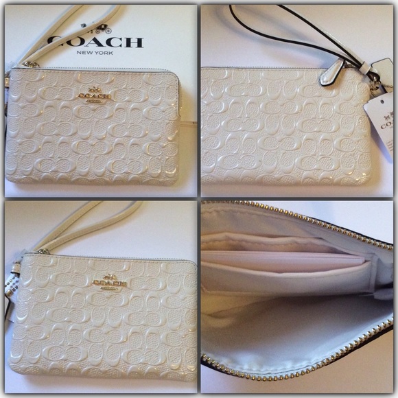 Coach Signature PT Leather Corner Zip Wristlet - Picture 4 of 4