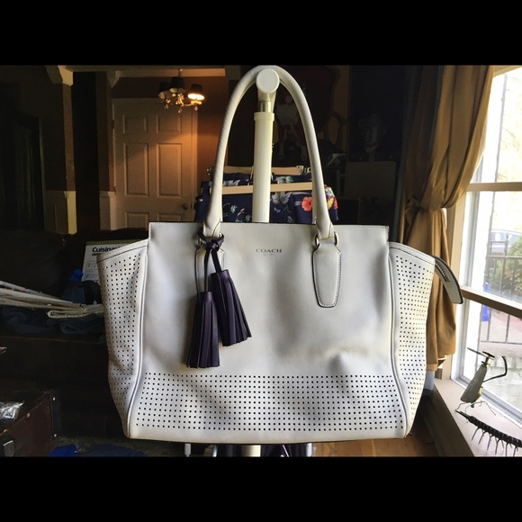 Original white "coach" summer perforated purse