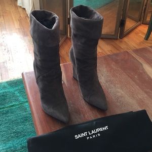 YSL brown suede boots