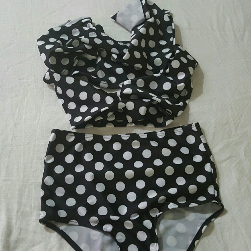 High Waist Bikini Halter Swimwear Women Crossover - Picture 3 of 4