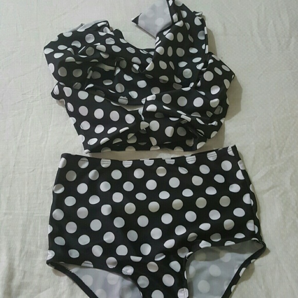 High Waist Bikini Halter Swimwear Women Crossover - Picture 3 of 4