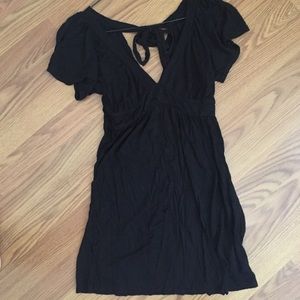 Black top or tunic with v-neck front and back