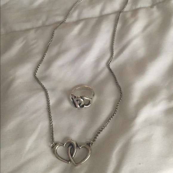 James Avery heart ring and matching necklace