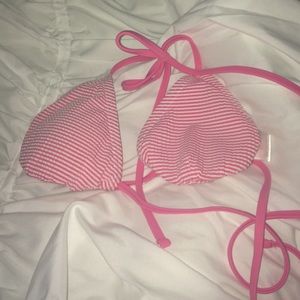 Lauren James Seersucker Print String Bikini Top