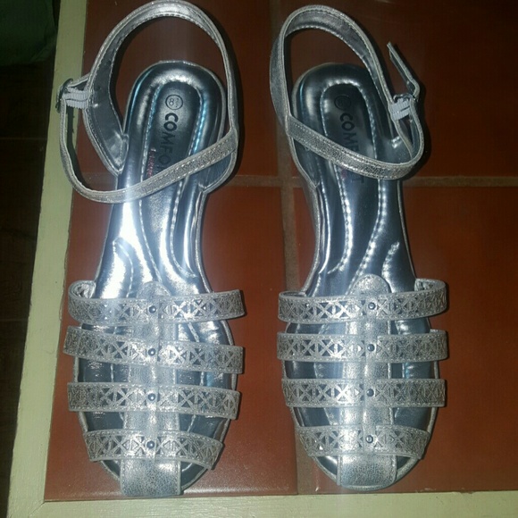 Silver basket sandals