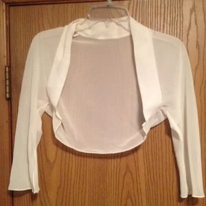 Davids bridal off white sheer jacket