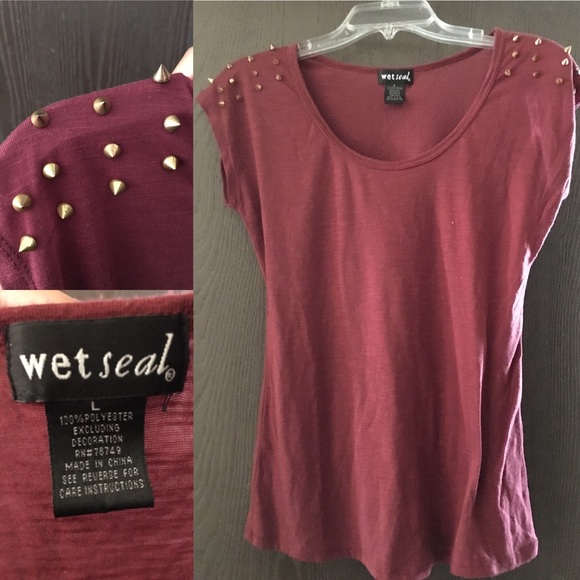 Wet Seal Short Sleeve Studded Blouse