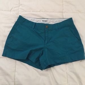 Green/Teal Old Navy Shorts, 3 inch seam.