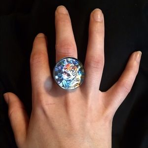 Tiger art adjustable ring