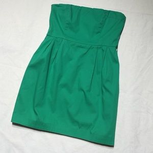 French Connection Kelly green strapless dress