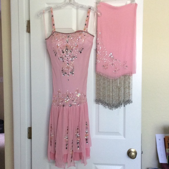 Hand  beaded silk Sue Wong dress with shawl - Picture 1 of 4