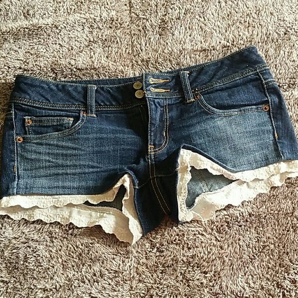 Denim lace shorts