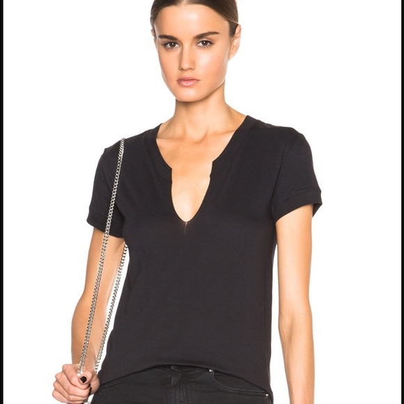 Helmut Lang ripped v neck tee