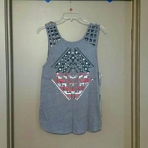 Rock and Roll Cowgirl Aztec Tank Red White & Blue