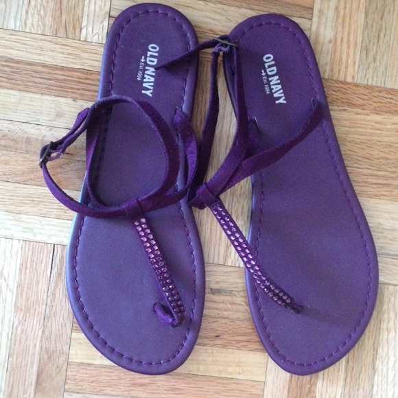 Plum sequin sandals
