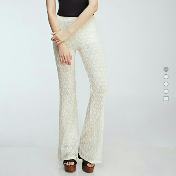 Forever 21 diamond patterned lace bell bottoms