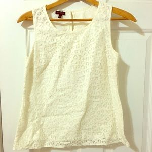 Talbots white lace sleeveless top