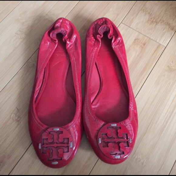 RED Patent Leather Tory Burch Flats